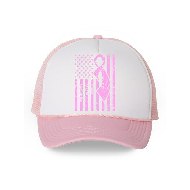HM66-CAP Breast Cancer Flag Mens Womens Adjustable Denim Baseball Cap Sports Hat 